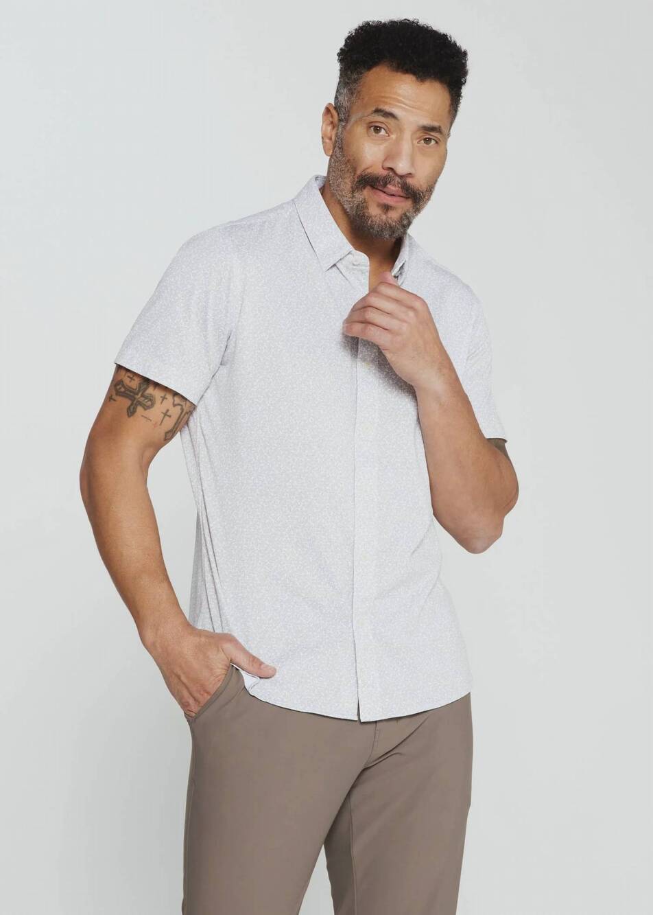 NEW 7DIAMONDS dorian short sleeve shirt in sand